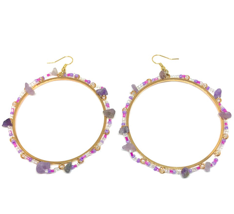 Amethyst Saint Goddess Hoops